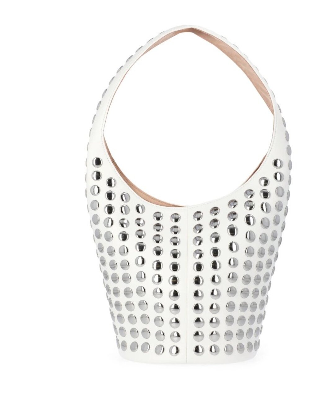 Madden NYC White Studded Hobo Shoulder Bag Faux Leather Silver Studs NWT